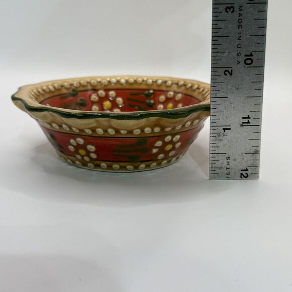 MEXICO Q Art Pottery Ceramica Salt & Pepper Shaker & Bowl Hand Painted - Picture 9 of 9